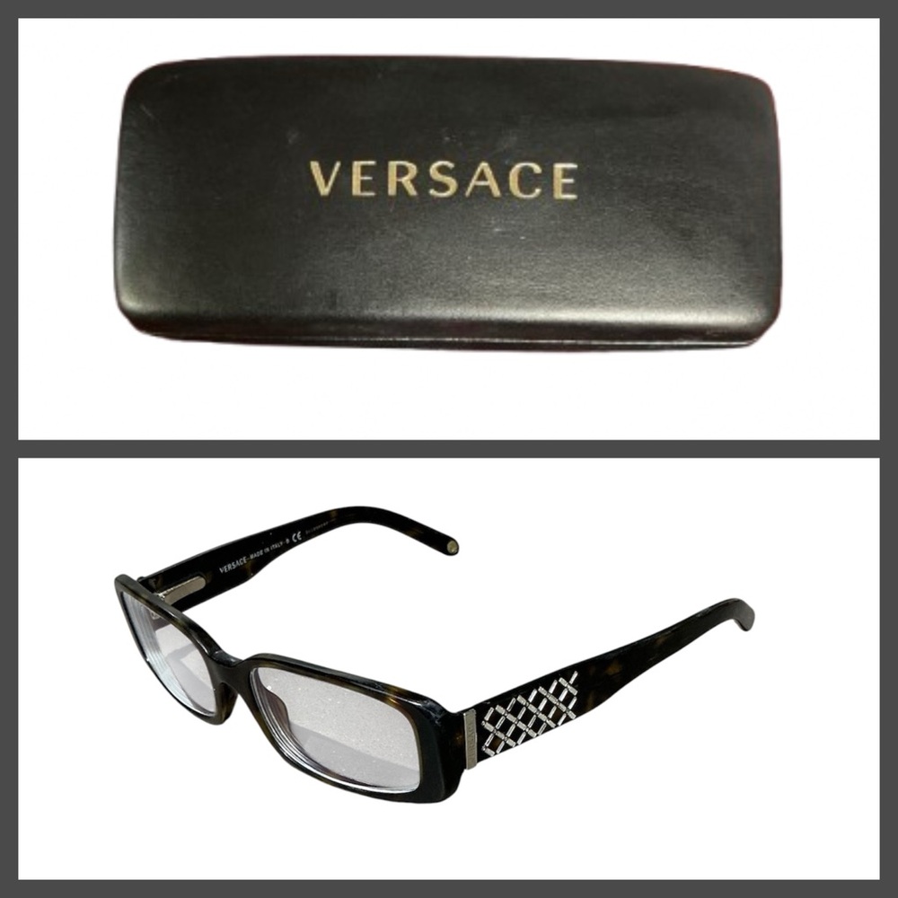 Versace Authentic Glasses Frames Havana w/Silver & Crystals Mod 3107 B 108 Case